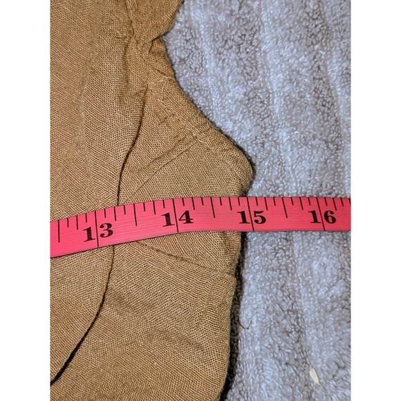 Midnight Sky Brown Twisted Front Smocked Square Neck Cap Sleeve Crop Top L - Picture 8 of 8